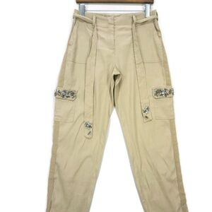 CHICO'S Cargo Multi Pocket Beads Embellished Relaxed Pant - Size 1 (Chico size)